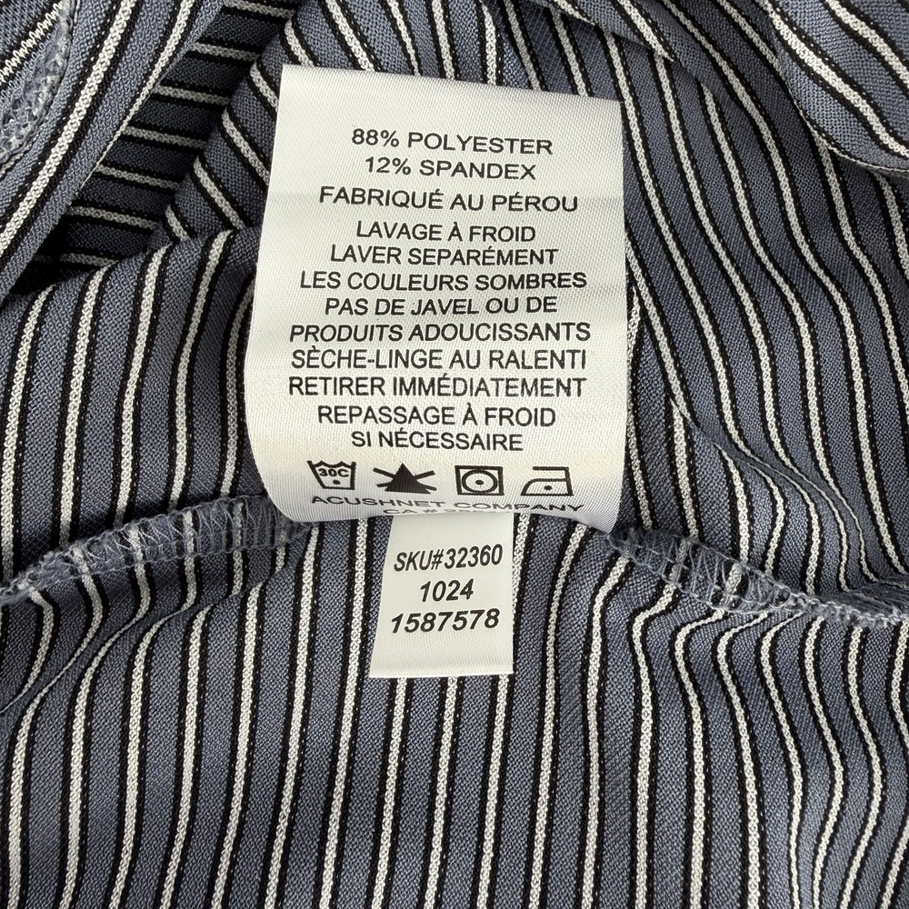 FJ Foot Joy Mens XL Golf Polo Shirt Performance Black/Grey Stripe S/S Logo - Picture 4 of 10